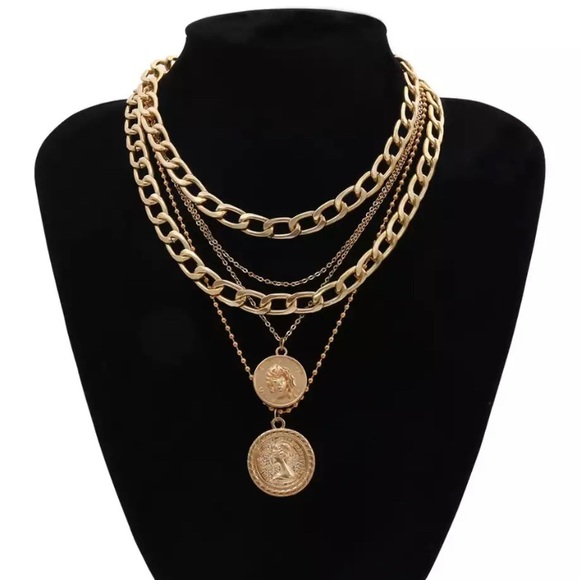 Multiple Chain Choker Necklace Gold or Silver - Picture 7 of 17